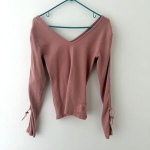 FP Movement Ribbed Thermal Top Womens S Pink Pilates Athleisure Balletcore Y2K